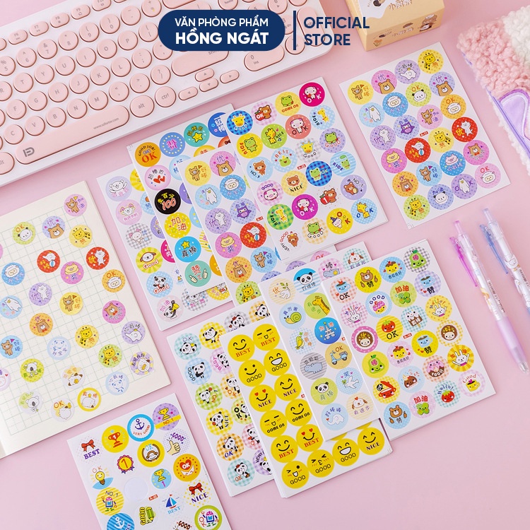Sticker khen thưởng học sinh dán sổ cute dễ thương giá rẻ, sticker tiếng anh đồ dùng học tập văn phòng phẩm STK04