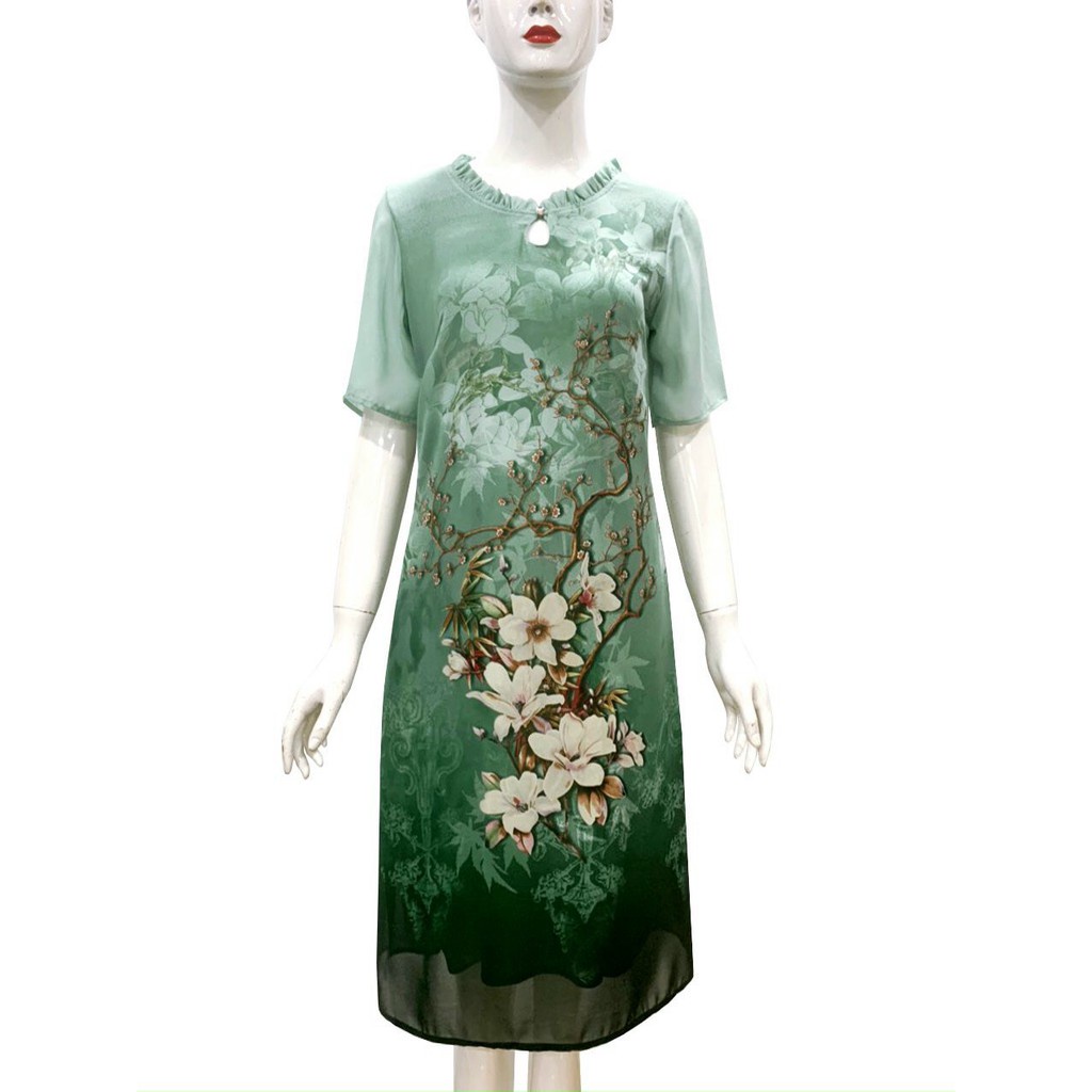ĐẦM SUÔNG TRUNG NIÊN IN HOA, KIỂU VÁY SUÔNG, ĐẦM DỰ TIỆC TRUNG NIÊN CAO CẤP CHO MẸ, CÓ SIZE LỚN