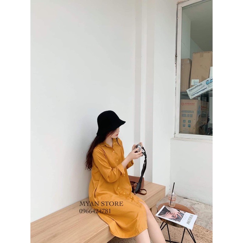 [ẢNH THẬT] VÁY ÁO SƠ MI TRƠN DÁNG SUÔNG RỘNG