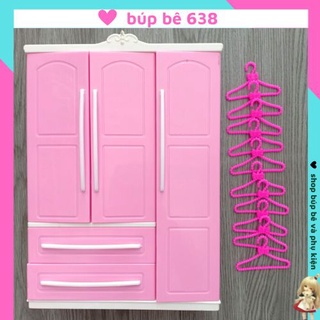 Tủ quần áo búp bê 5 ngăn size to hàng đẹp tặng kèm 10 móc áo