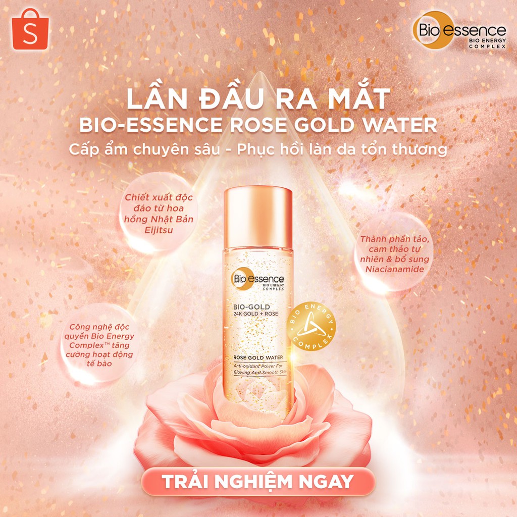 Nước dưỡng ngăn ngừa lão hóa Bio-Essence Bio-Gold Rose chiết xuất vàng 24K tinh chất hoa hồng 100ml