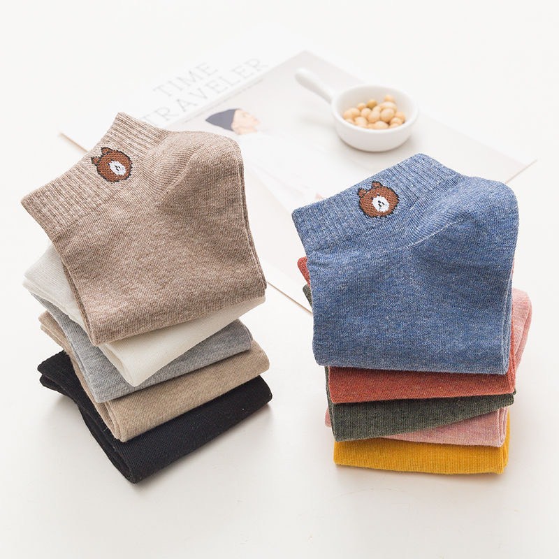 Combo 10 đôi tất thời trang gấu nữ nam 02 - vải cotton