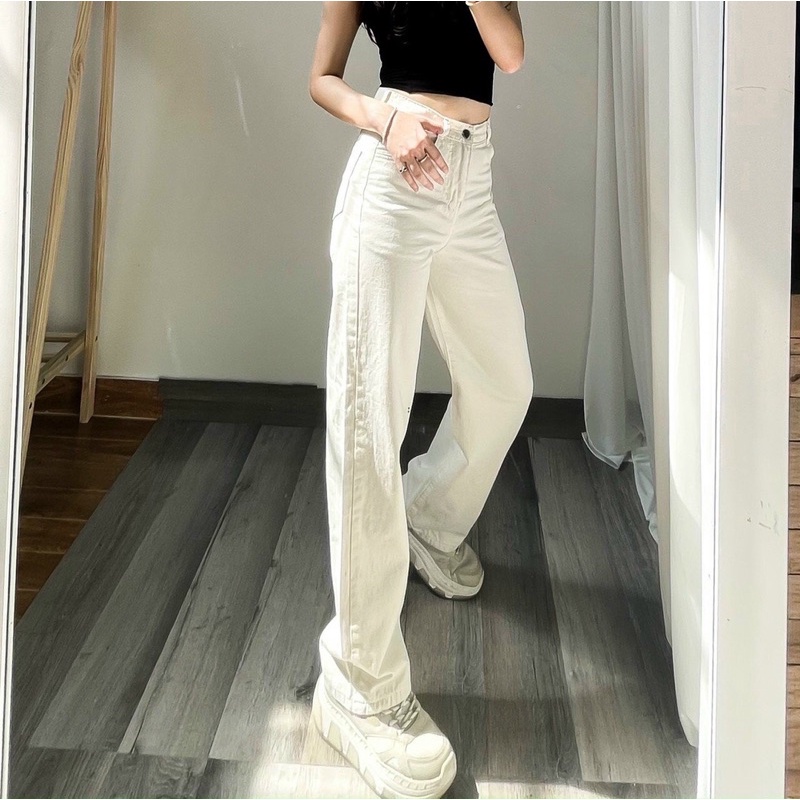 QUẦN KAKI DÁNG SUÔNG MÀU ĐEN CƠ BẢN