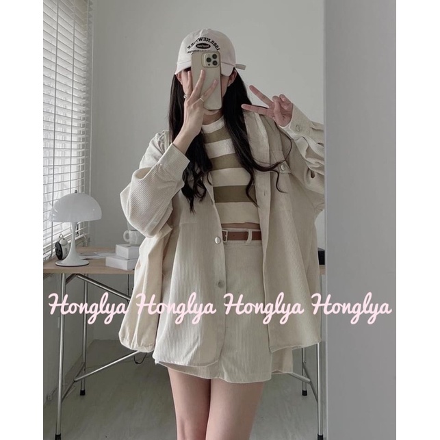 Set áo mix chânn váy nhung tăm form cực đỉnh dáng basic siêu đẹp