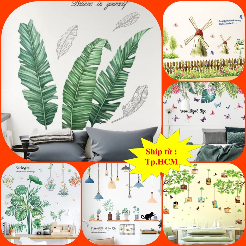 TRANH DECAL DÁN TƯỜNG DECOR PHÒNG NGỦ PHÒNG KHÁCH ,SPA CÂY XANH TRANG TRÍ THEO PHONG CÁCH 3D HÀN QUỐC-SIZE LỚN