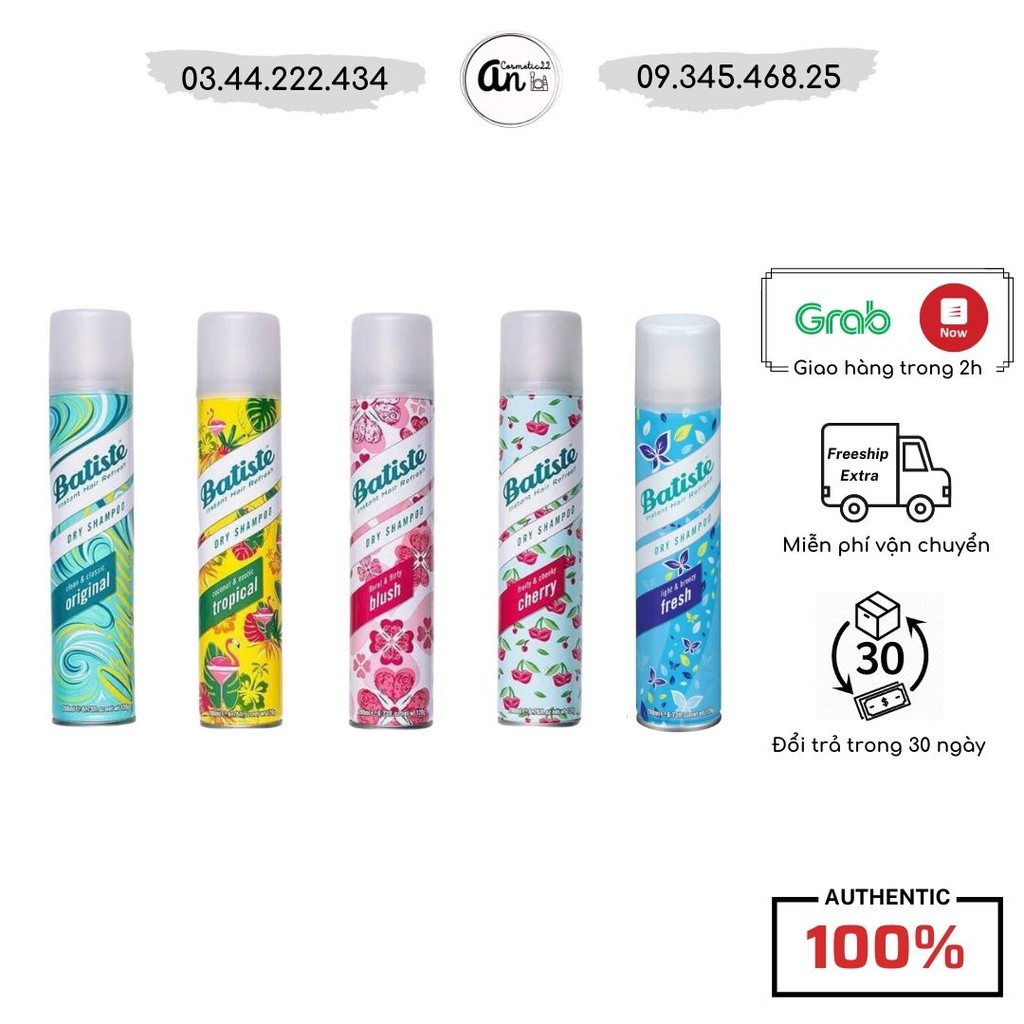 Dầu Gội Khô Batiste Dry Shampoo 200ml Hết Ngứa, Hết Bết Dính - Gội khô Anh chính hãng 100% UK