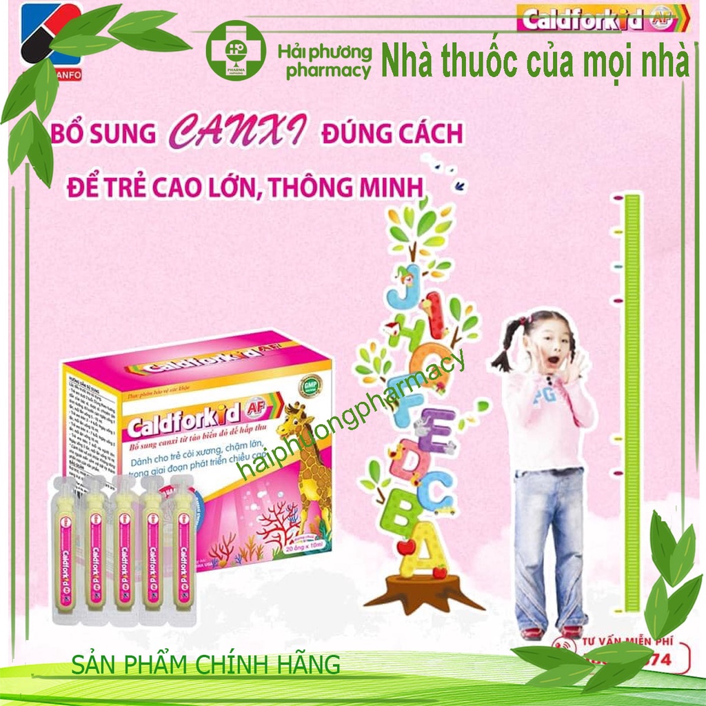 Siro Caldforkid AF bổ sung canxi hữu cơ từ tảo biển đỏ dễ hấp thu cho bé Hộp 20 ống x 10 ml