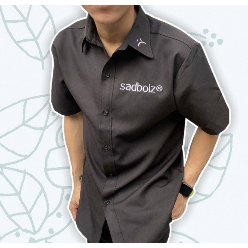 XPstore Áo sơ mi tay lỡ SADBOIZ chữ thêu form unisex (Ảnh thật)