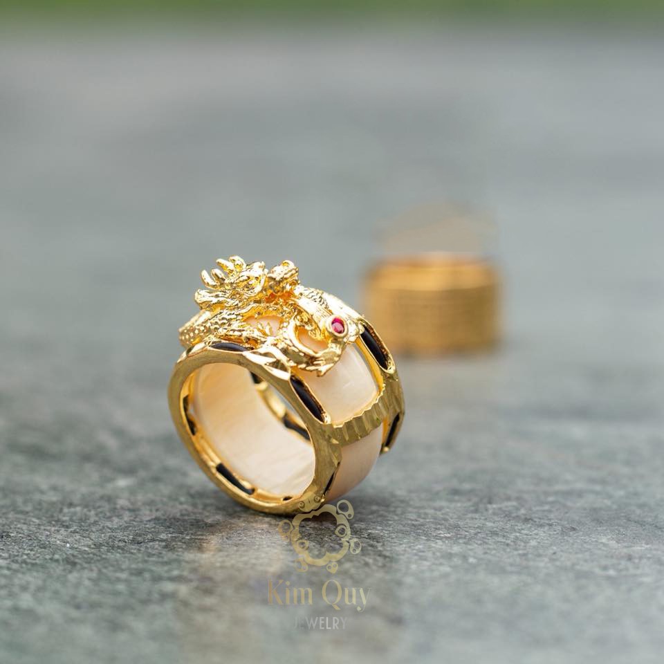 Nhẫn thần long bạc 925 mạ vàng 18k