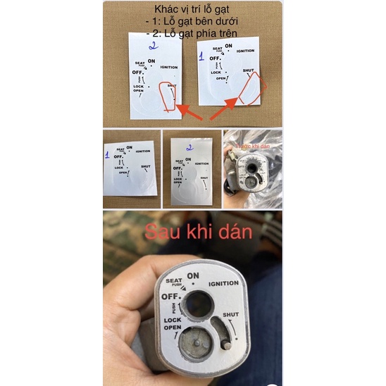 Miếng dán ổ khoá dành cho xe scoopy 50cc xe  bãi nhật và xe zoomer 50cc, 25k 1 miếng có 2  đời quý khách chụp ổ khoá……..