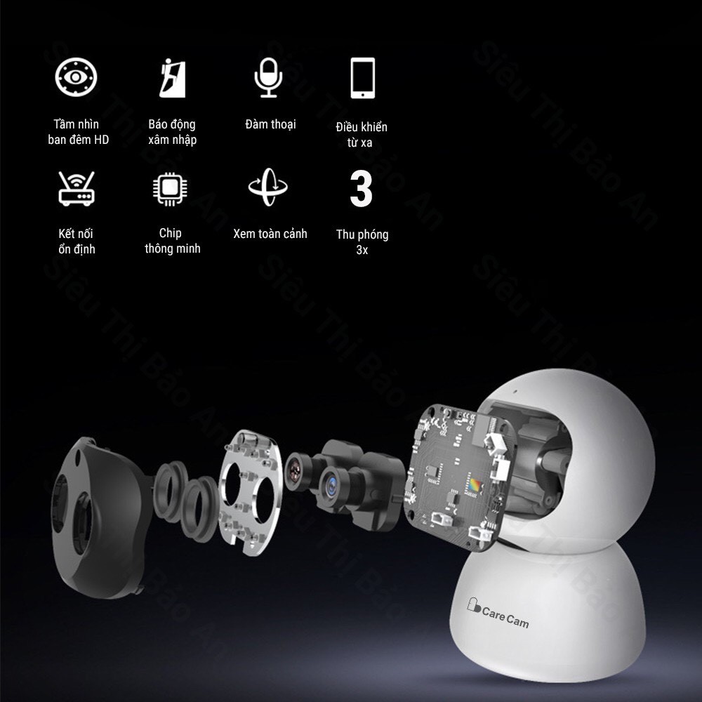 Camera wifi carecam SM40CT- 2 mắt kép Zoom 10X hình ảnh sắc nét -Đàm thoại 2 chiều -Hồng ngoại xem đêm,bảo hành 12 thang