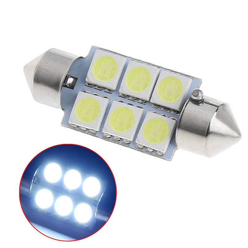 Đèn led 6 bóng 36mm 5050 Smd Dc 12V ánh sáng trắng dành cho xe hơi