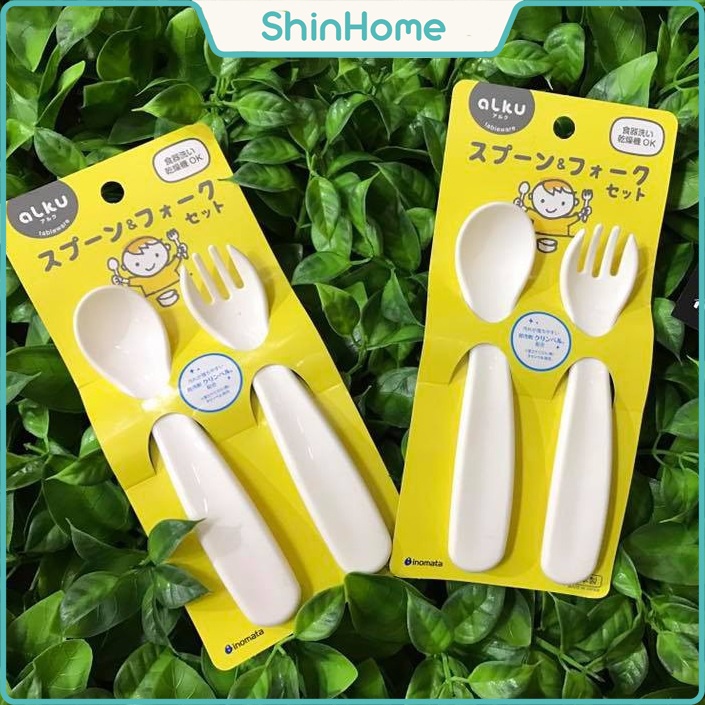 Set thìa dĩa ăn dặm cho bé Alku - nội địa Nhật