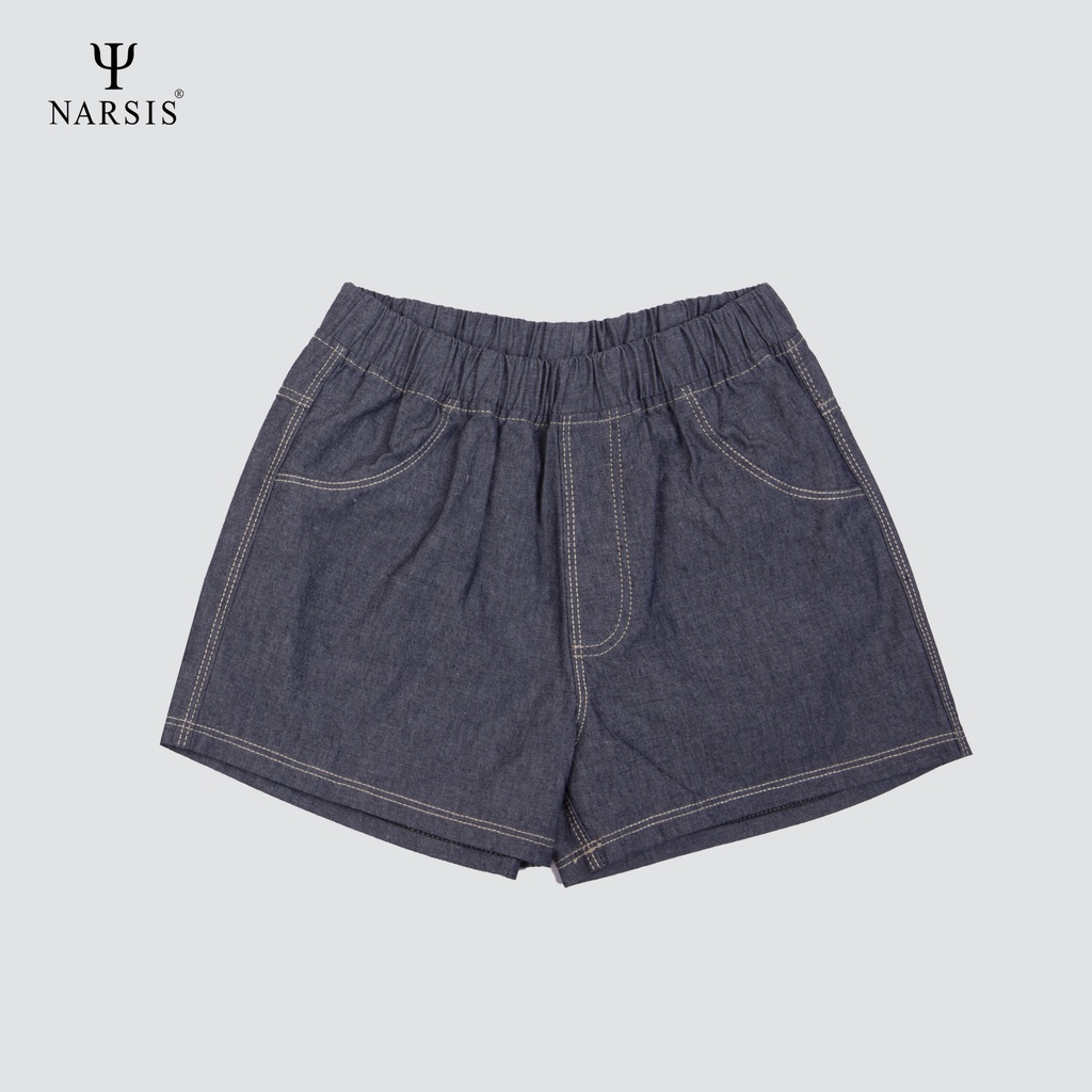 Bộ đồ hè bé gái Narsis KM1008 quần bò tím than ghi áo cotton trắng