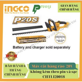 Máy cắt hàng rào dùng pin ingco chtli20018 20v cưa cắt tỉa bờ rào chiều dài lưỡi cắt: 18inch, nhanh chóng