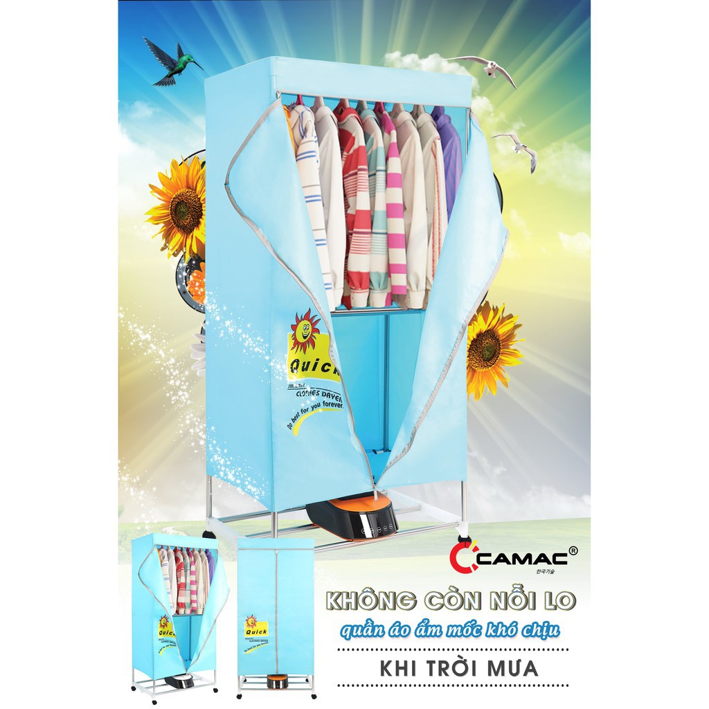 Tủ sấy quần áo cao cấp CAMAC Hàn Quốc điều khiển từ xa. Sấy khô chỉ trong 30 phút. Bảo hành 24 tháng