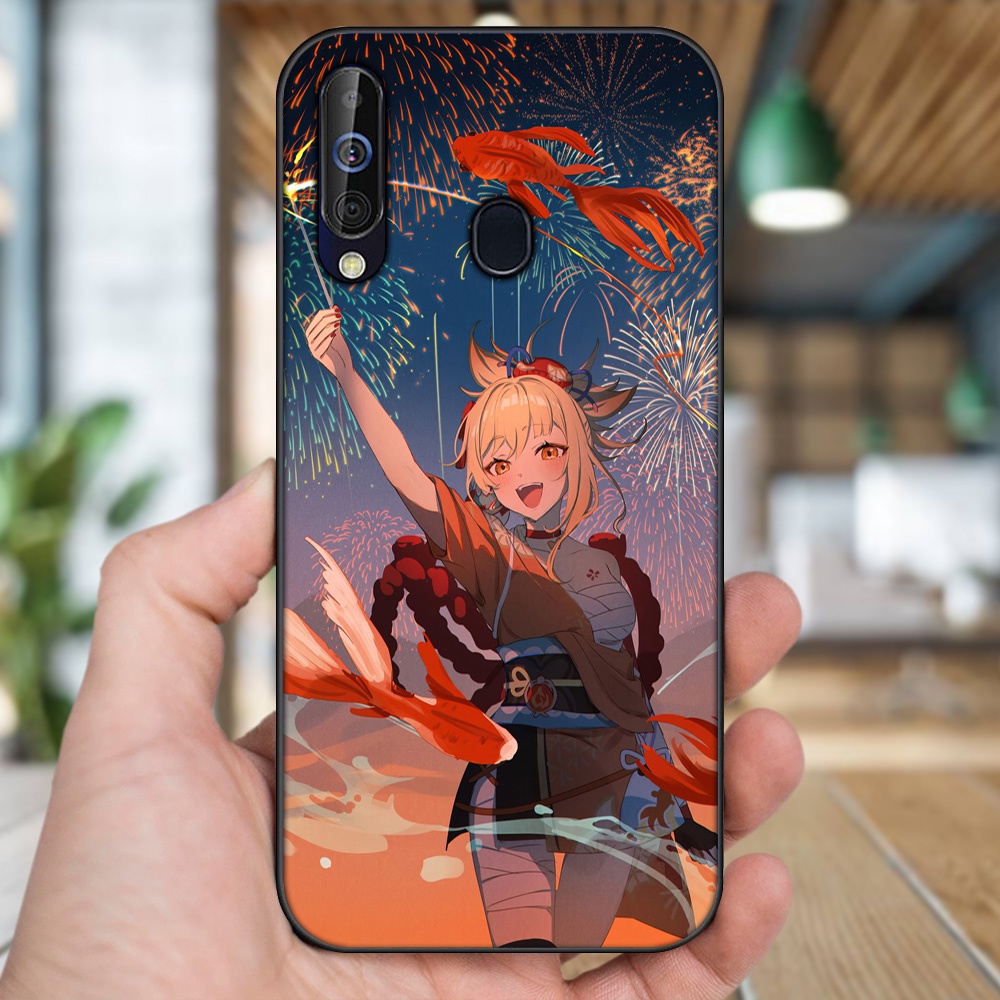 Ốp lưng Samsung A8s, A60, M30 viền đen in hình Yoimiya Genshin Impact