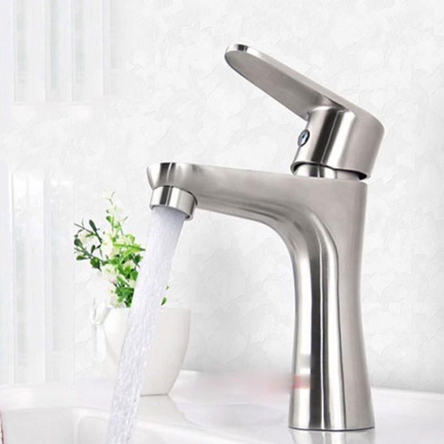 [THÂN ĐÚC NGUYÊN KHỐI] Vòi Rửa Mặt Lavabo Nóng Lạnh 100% INOX 304 đủ bộ LA EO nước mạnh đảm bảo không han gỉ