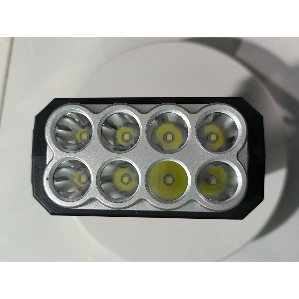Đèn pin cầm tay siêu sáng 8 bóng , đèn pin Led sạc tích điện năng lượng mặt trời 4 chế độ