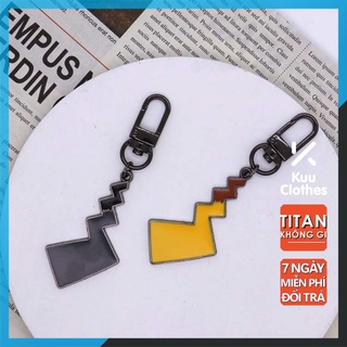 Móc khoá Đuôi Pikachu Hoạt Hình Hình Tia Chớp Kuu Clothes Màu Đen Vàng Đẹp Dễ Thương - Móc khóa Pokemon Titan Không Gỉ