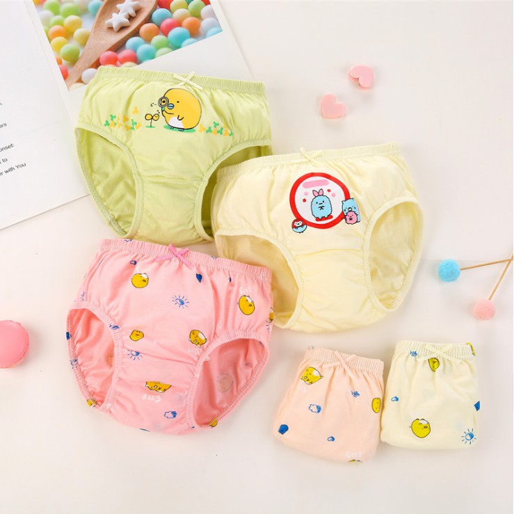 Set 5 quần xì trẻ em Hàn Quốc 100% vải cotton thoáng mát, an toàn cho sức khỏe mẫu Happy-Lovely-Vàng dành cho bé gái