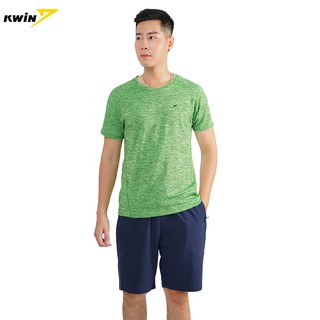 Áo thun nam tay ngắn KWIN màu xanh phối đen, form dáng thể thao, chất liệu co giãn 4 chiều - Mã KTS001S8