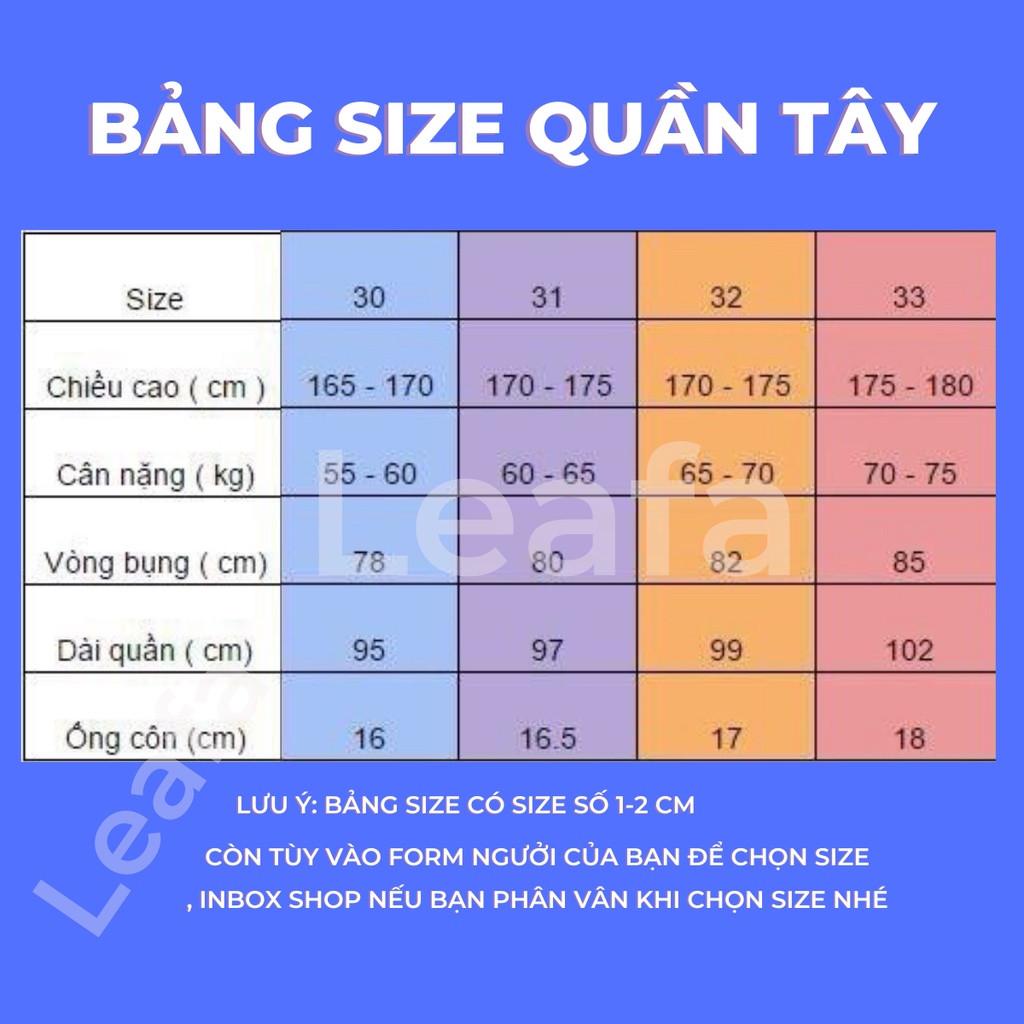 Quần âu nam ống thường QA01 phong cách Hàn Quốc quần vải tây công sở  đi học đi làm thời trang Leafa