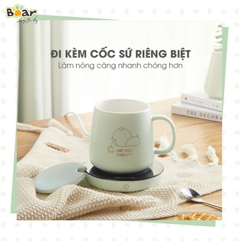 Đế làm nóng giữ nhiệt hâm nóng đồ uống và các vật phẩm Bear DRBD-A16B1, kèm cốc, An toàn tuyệt đối, Bảo hành 18 tháng
