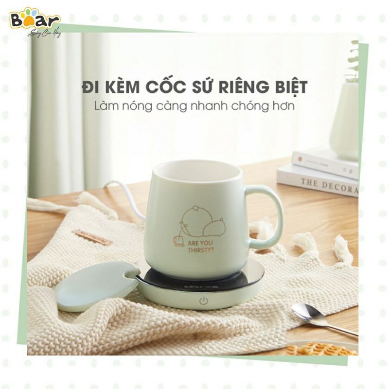 Đế làm nóng đồ uống,Đế Hâm Nóng các vật phẩm, Kèm Cốc Bear DRBD-A16B1, An toàn tuyệt đối, Bảo hành 18 tháng