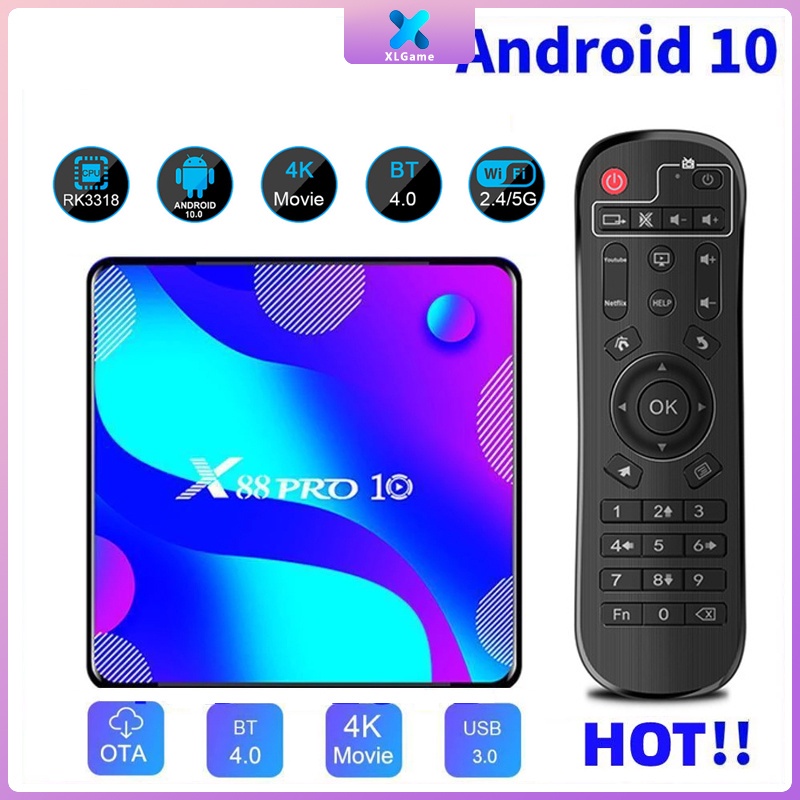 Tv Box Android 10.0 4gb Ram 128gb Rom Rk3318 Bt4.0 5.8g Dual Wifi Android 10 Media Player Youtube 4k Và Phụ Kiện