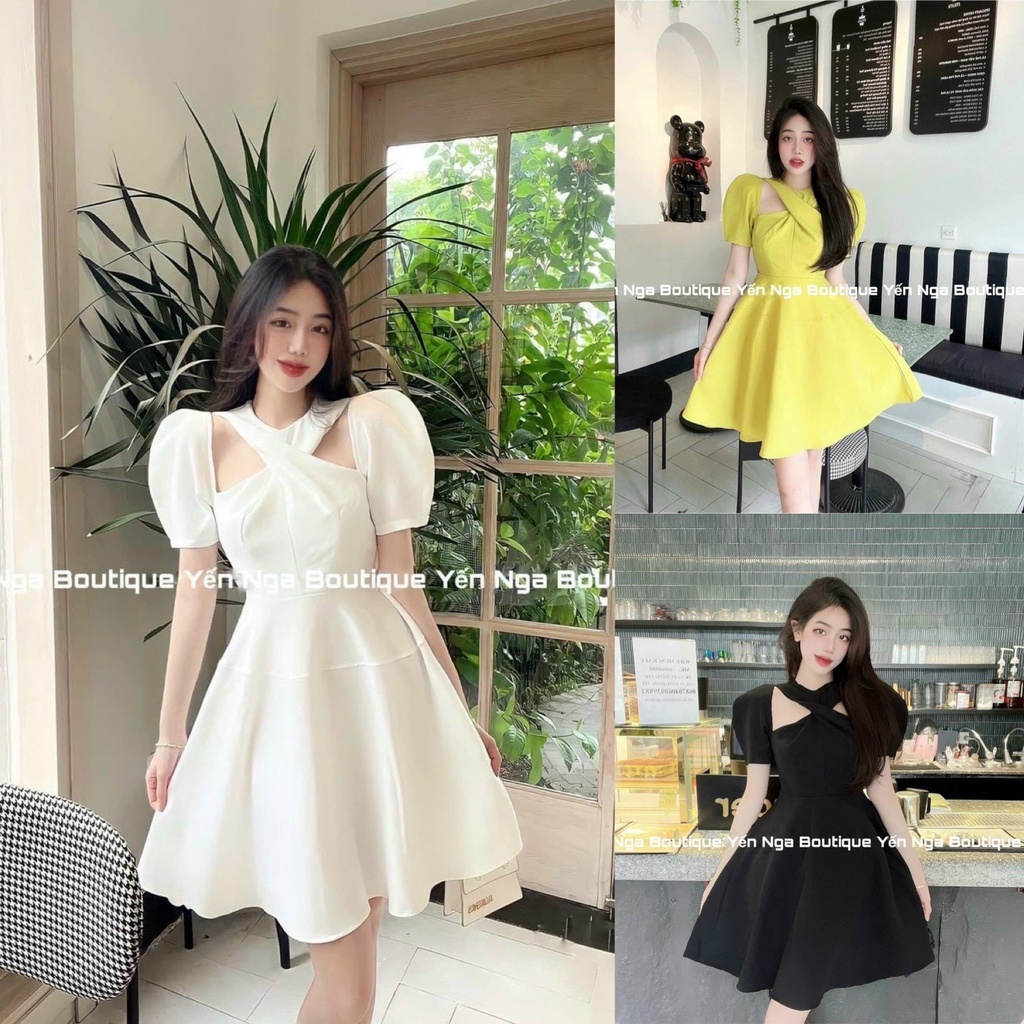 Đầm váy nữ xoắn ngực xòe với 3 màu tôn da xinh xắn, sang chảnh thích hợp cho các tình yêu đi chơi hoặc dự tiệc