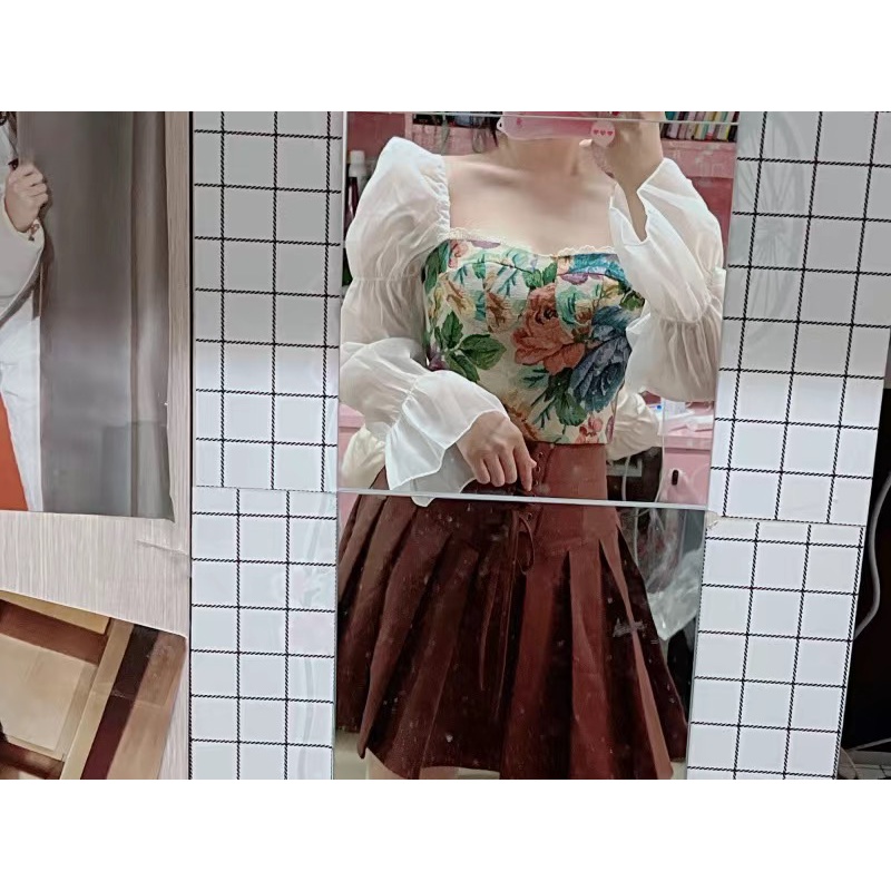 ♥️Set Áo Vintage+Chân Váy NâuSize S,M,L,XL