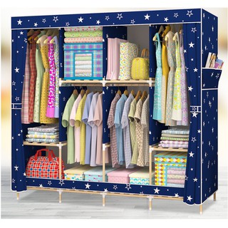 Tủ vải KHUNG GỖ cao cấp 4 BUỒNG cực lớn 170*170*45