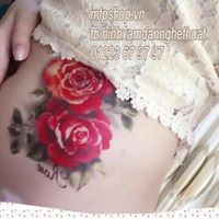 Hình xăm dán hoa hồng sắc xuân 15x21cm