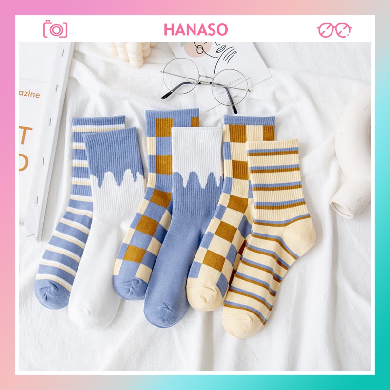 Tất cổ cao nam nữ họa tiết valentin ngọt ngào dễ thương chất cotton Hàn co giãn thoáng khí HANASO TD024