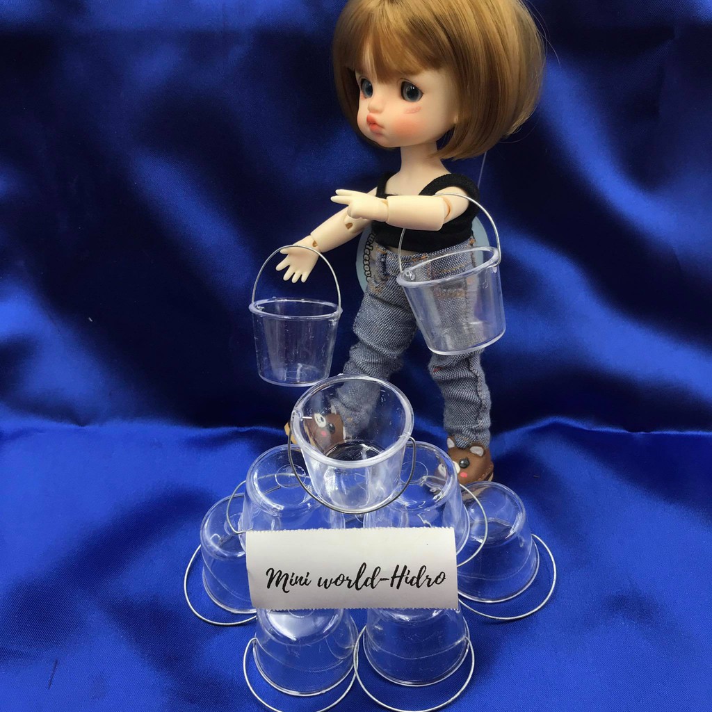 Xô nhựa mica mini tí hon dùng cho trang trí nhà búp bê Barbie, BJD tỉ lệ 1/8, 1/12 Dollhouse, miniature