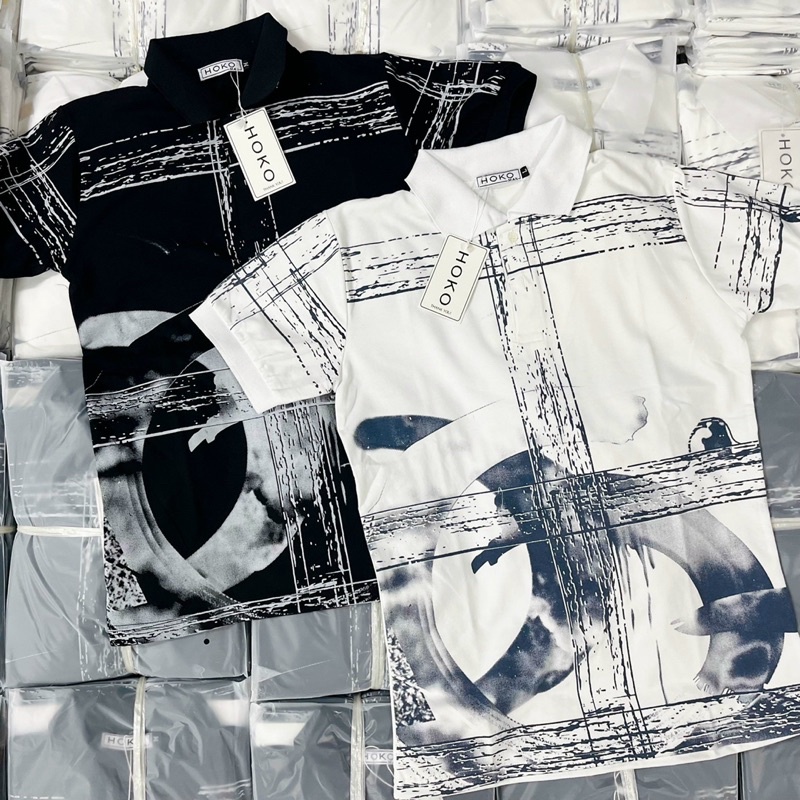 Áo polo nam cao cấp vải cotton không xù lông in hình LV áo thun tay ngắn form chuẩn