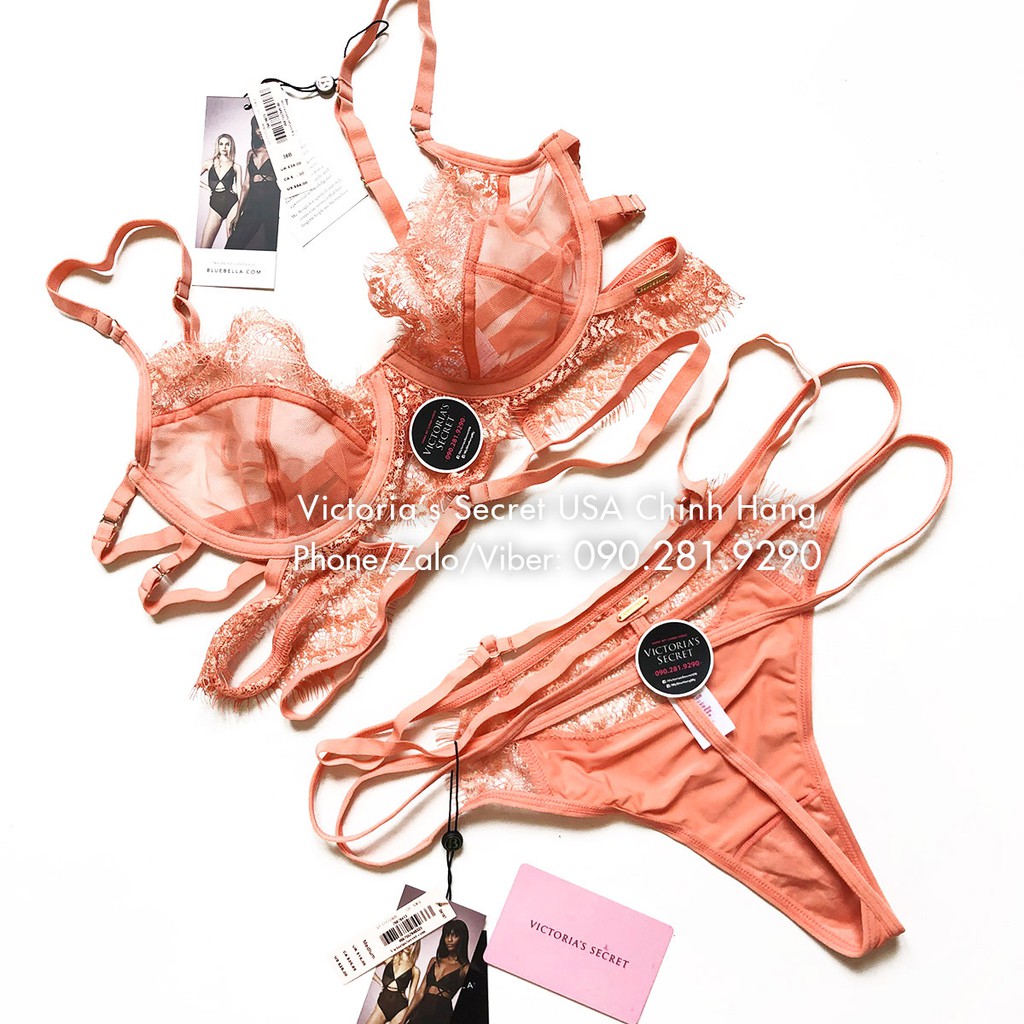 34B, B75 (Auth Mỹ) - Áo bra Vic sexy cam phối ren Terracotta (116) không mút, có gọng, cực chất - Bluebella USA