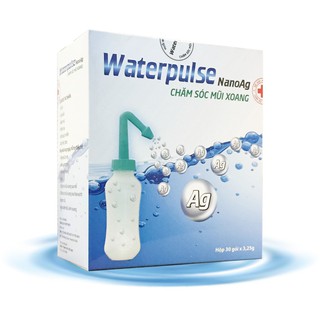 Combo bình rửa mũi cho bé Waterpulse Nano Ag + 30 gói muối vệ sinh mũi - Chính Hãng