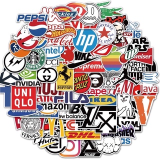 70 sticker logo thương hiệu thời trang,đồ uống,xe hơi trang trí mũ bảo hiểm,vali,xe