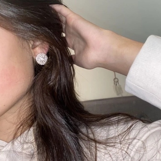 Đôi Khuyên Tai Tròn Đính Đá Thời Trang Cho Nữ