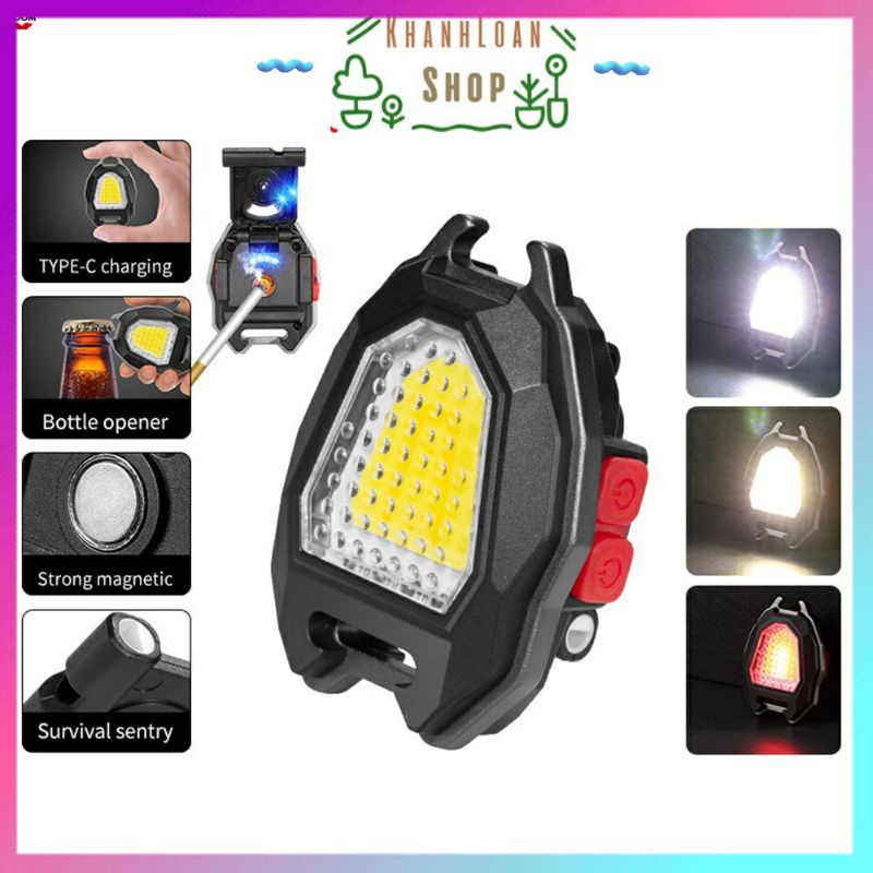 Đèn móc khóa Mini LED COB 800 Lumens Có Móc Khóa Di Động Đa Ứng Dụng chống nước có thể sạc lại