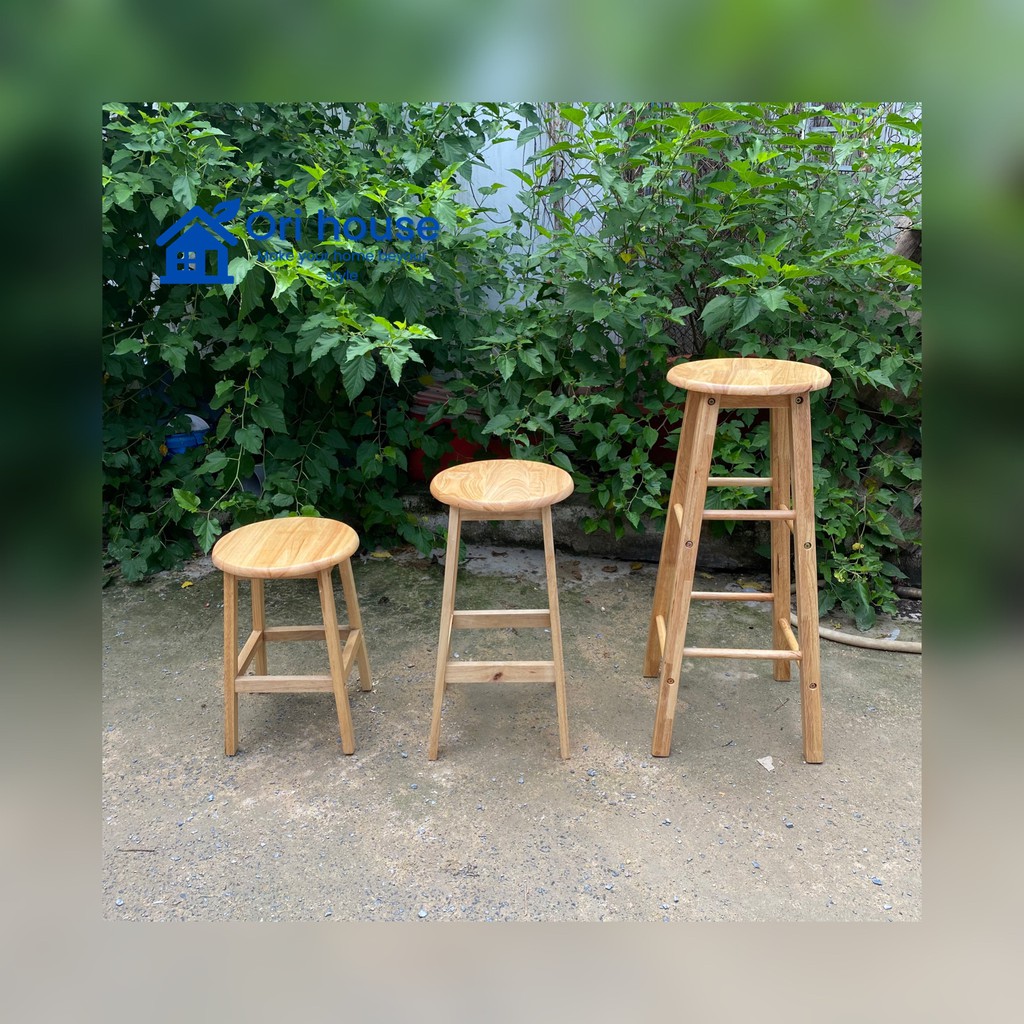 Ghế đôn gỗ cao su lắp ráp - Ghế qoài bar cao 80cm - Nội thất Ori