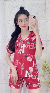 Bộ lụa satin quần đùi cao cấp