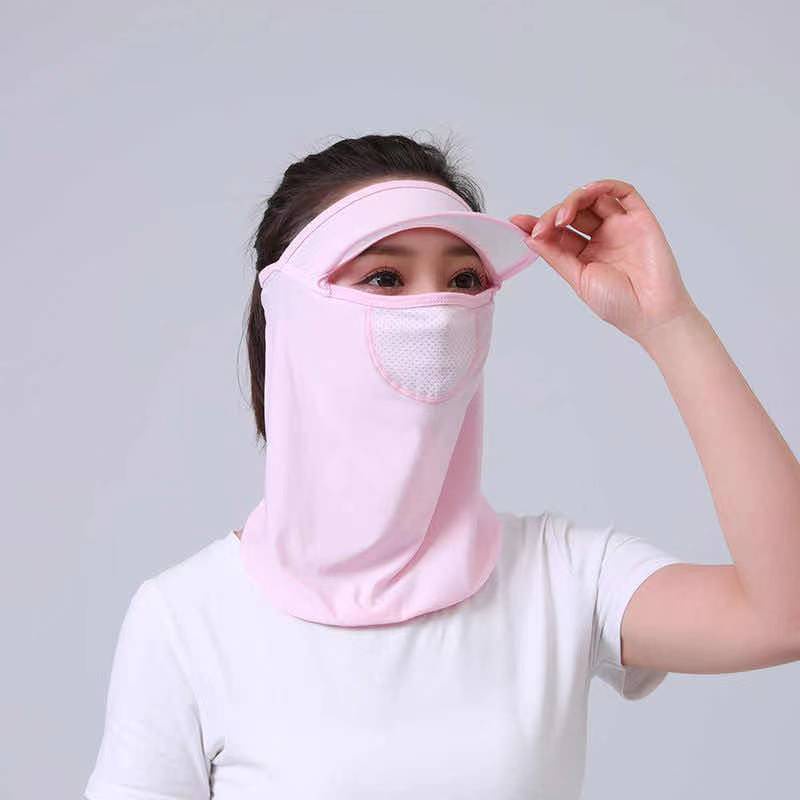 Mặt Nạ Chống Nắng Toàn Diện Bằng Lụa Mát Thoáng Khí Có Mũ Trùm Đầu