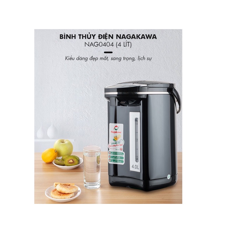 Bình thuỷ / phích điện inox 304 cao cấp 4.0L Nagakawa