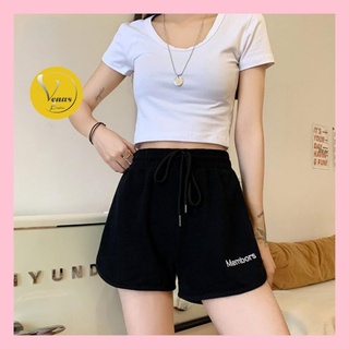 Quần short sporty thêu chữ cạp chạy kansai, quần đùi thể thao, 2 màu Đen, Trắng, from to hàng đẹp - VENUS