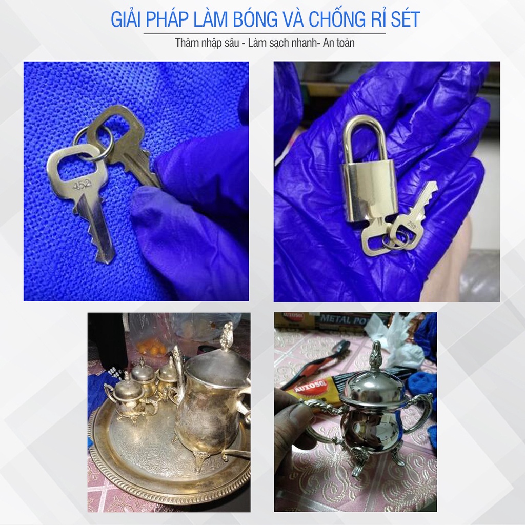 Đánh bóng kim loại Hàn Quốc 250ml, chống rỉ sét, chống oxy hóa dùng cho mọi loại bề mặt kim loại HC01DBKL