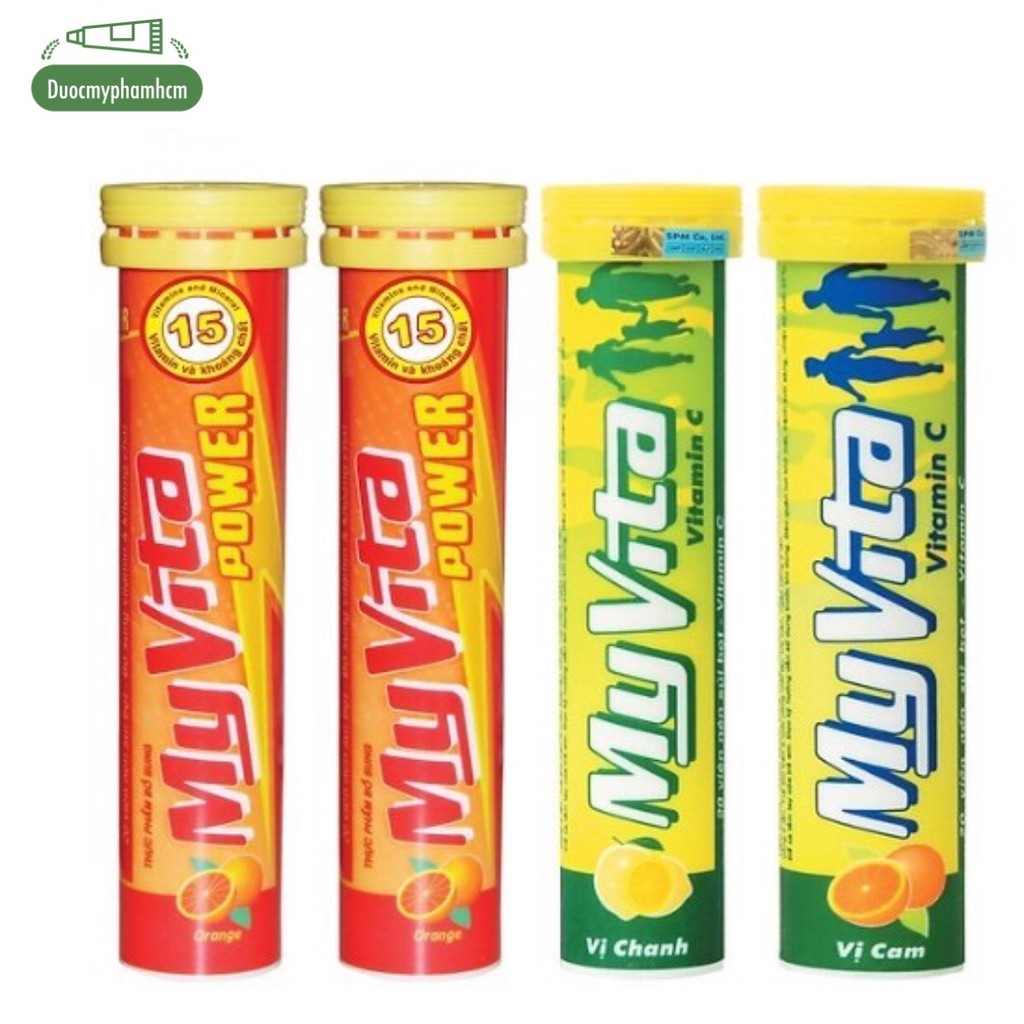 Vitamin c sủi myvita vị cam, vị chanh tube 20 viên