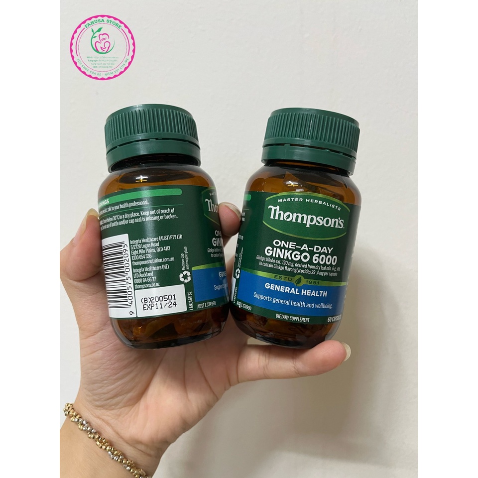 VIÊN UỐNG BỔ NÃO THOMPSON’S GINKGO 6000 MG 60 VIÊN DATE 2024